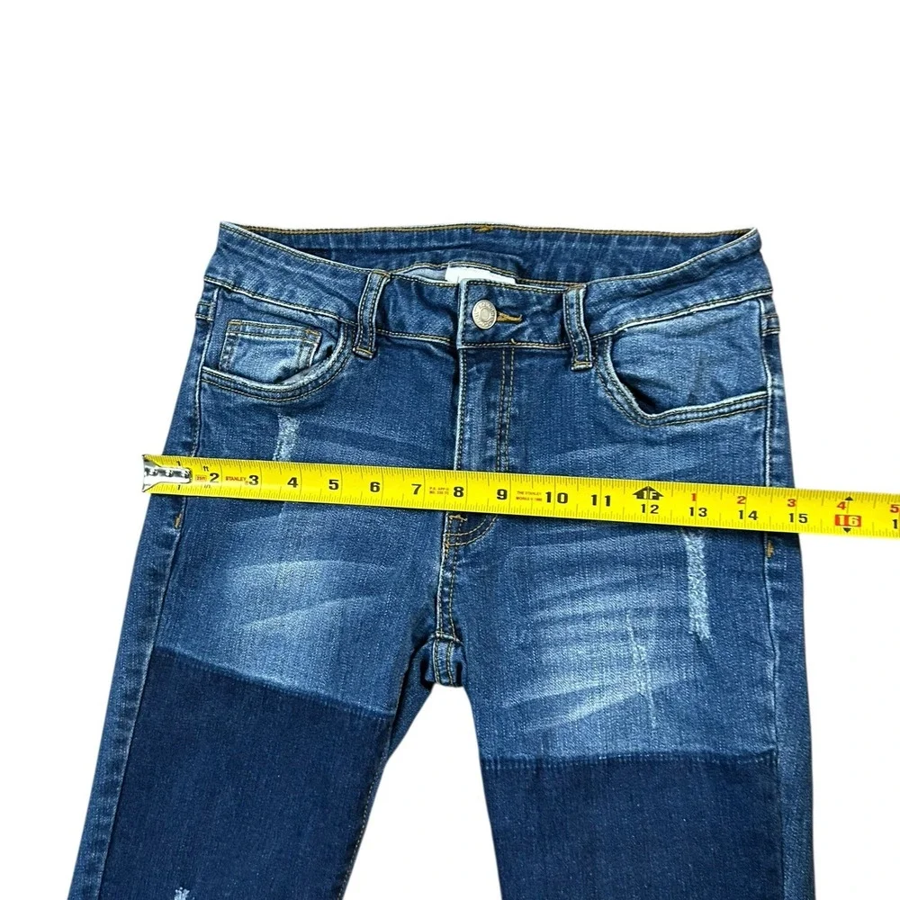 LITZ Size 28‎ PATCHWORK Destructed Low Stretch Jeans Skinny Blue